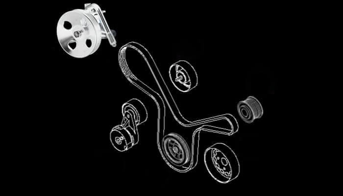 Расположение ремня на двигателе Киа Рио 3 без кондиционера