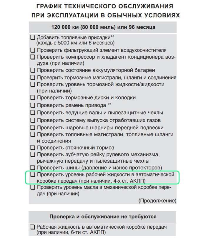 Условия замены масла АКПП при нормальных условиях эксплуатации на Hyundai Solaris