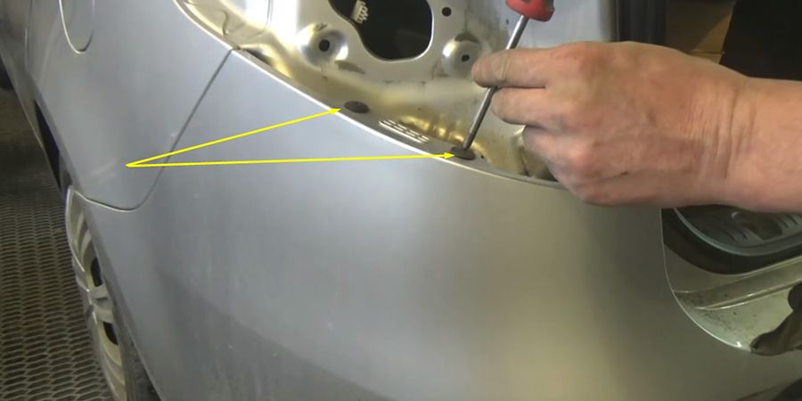 Снятие заднего бампера Киа Рио