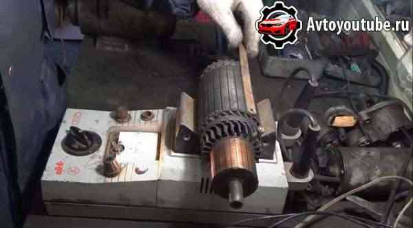 Тестируем якорь стартера на межвитковое замыкание