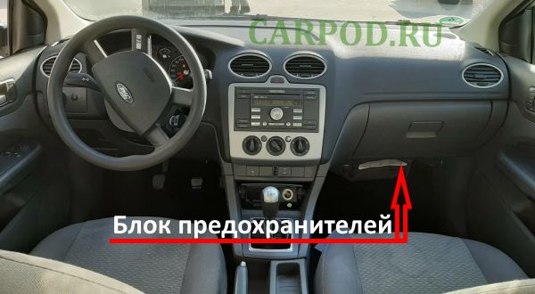 Место размещения блока предохранителей в салоне