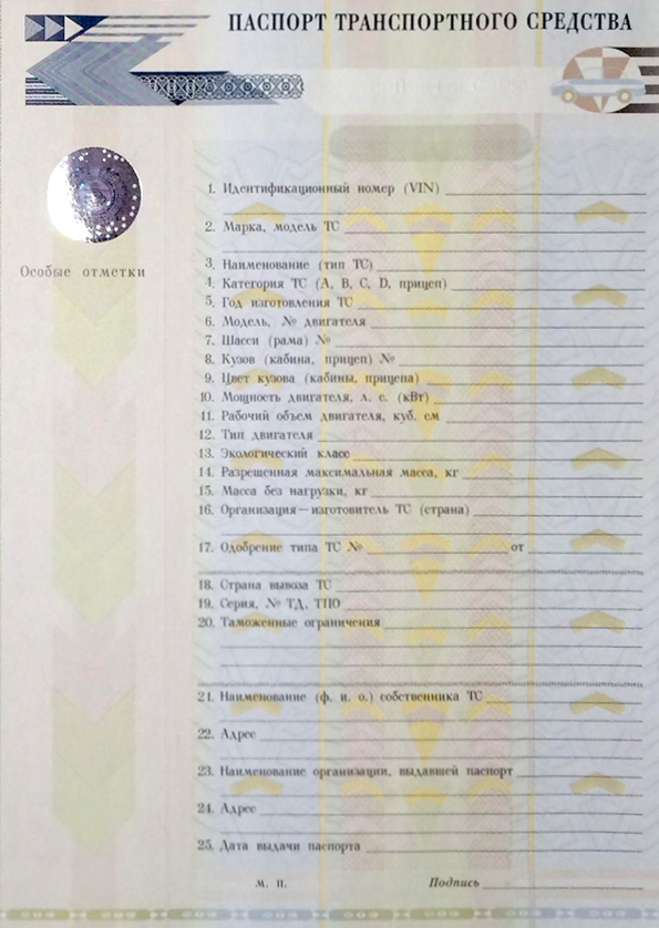 Как выглядит ПТС