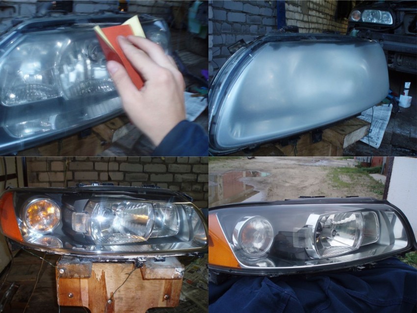Полировка фар наждачной бумагой