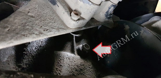 Заглушка на блоке цилиндров.