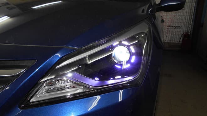 Какие лампочки стоят в противотуманках на хёндай солярис