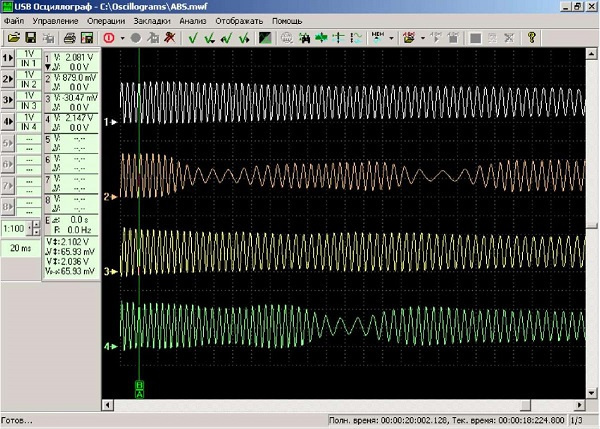 Проверка датчика АБС осциллографом