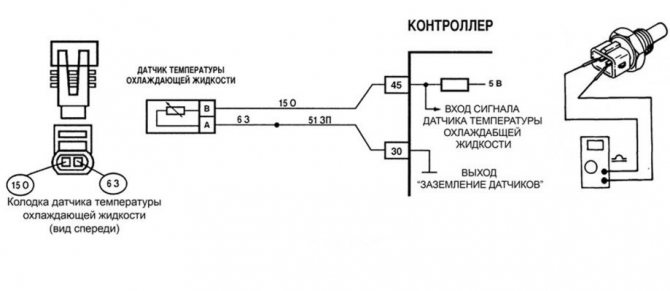 Схема подключения датчика температуры